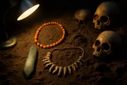 Decapitated heads and a necklace of teeth found with Stone Age man in Poland