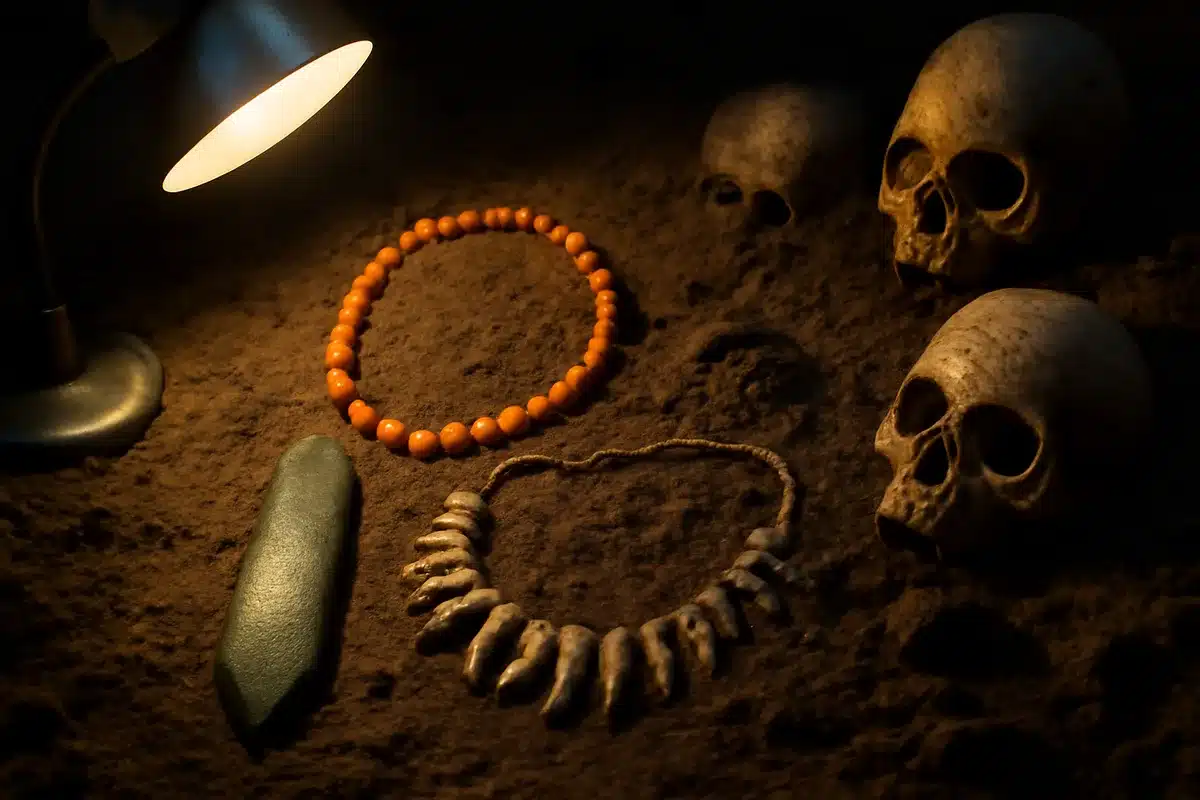 Decapitated heads and a necklace of teeth found with Stone Age man in Poland