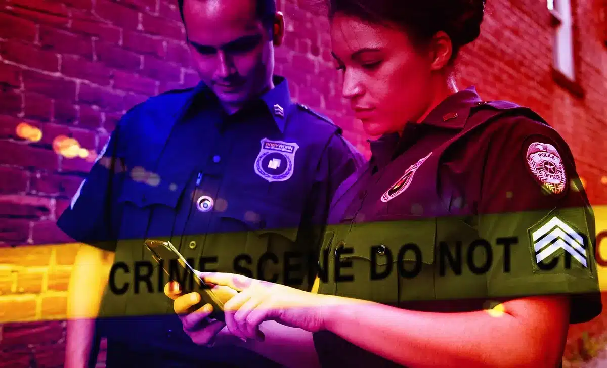 Investigators at a crime scene examining evidence related to a series of killings