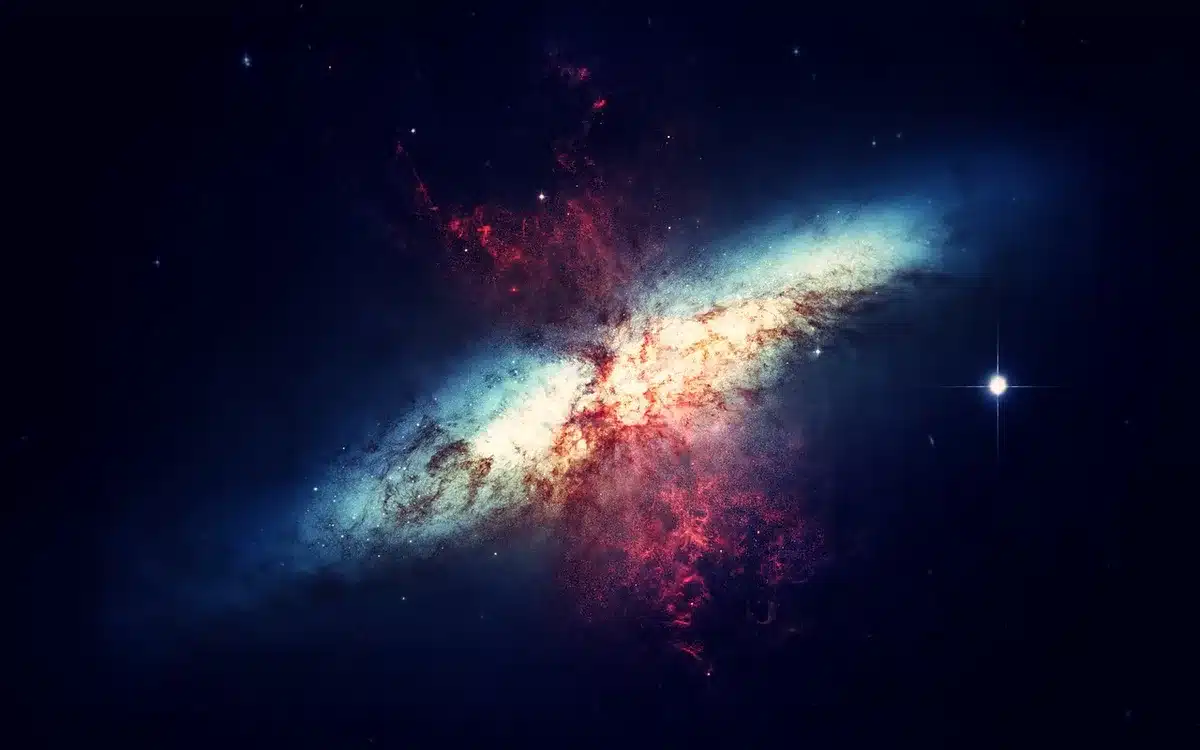 Artistic rendering of a massive blue hypergiant star in space