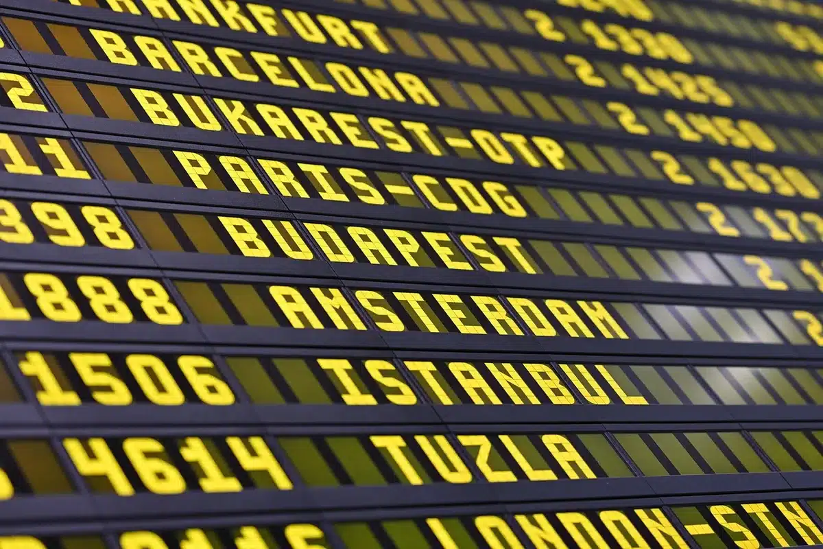 Commercial airliner at gate preparing for international departure
