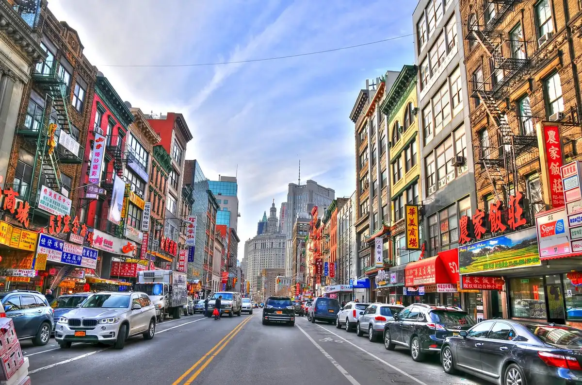 On-location TV production shoots on a New York street with equipment