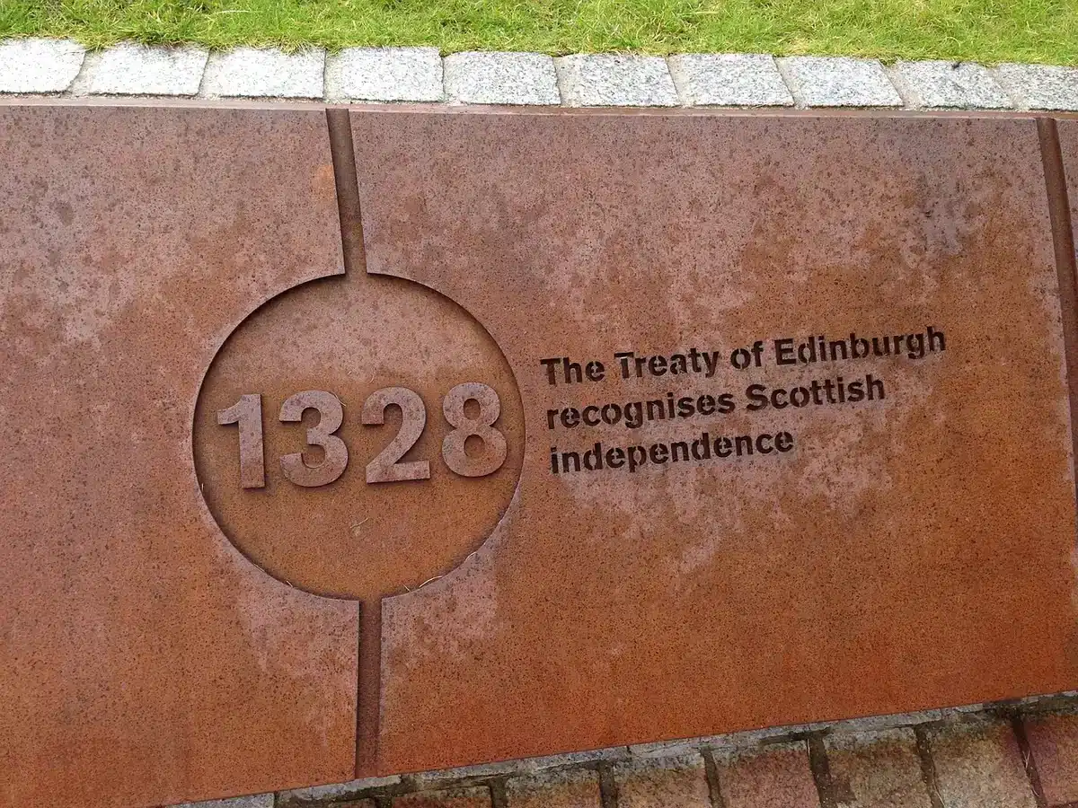 Copper replica of an ancient treaty displayed in a modern exhibition space