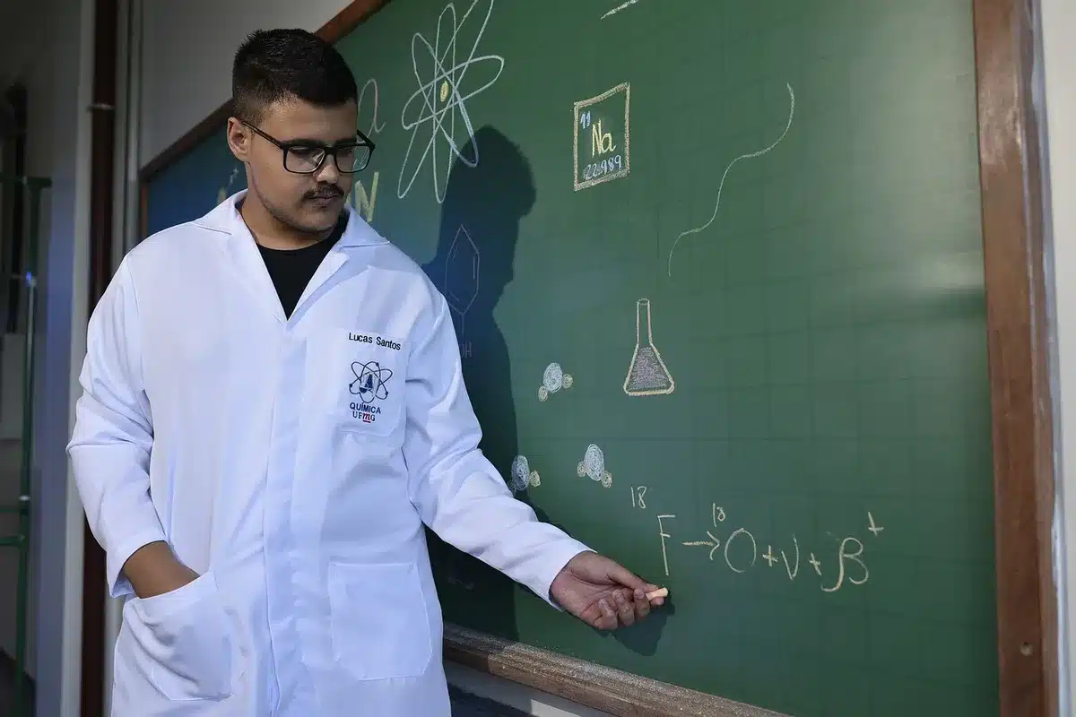Laboratory setup showing chemical vials and instruments used to study prebiotic reactions