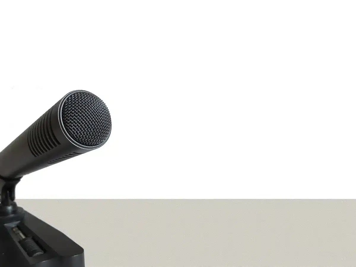 Microphone in a studio during a post-elimination podcast interview