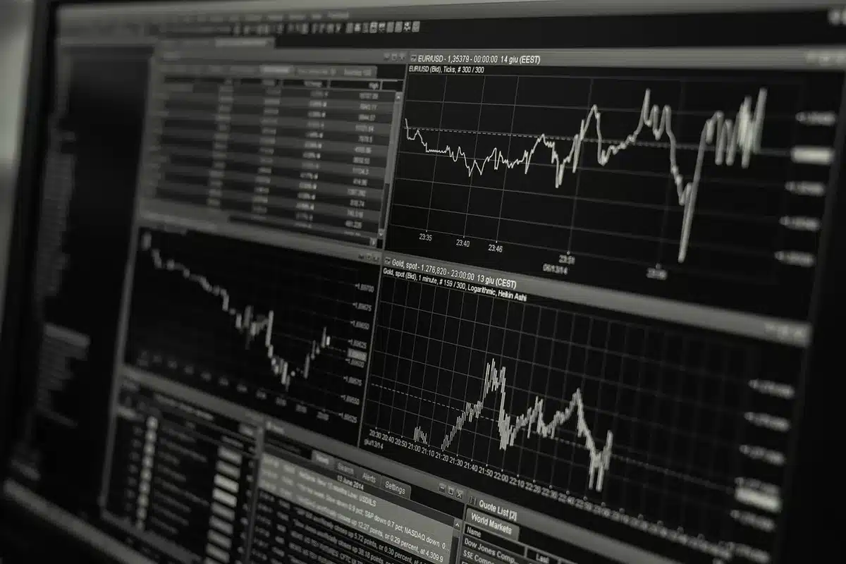 Analytics dashboard on a screen showing engagement charts and metrics