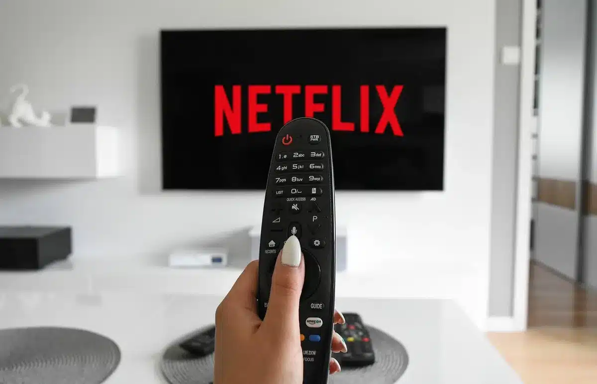 Smart TV displaying a large streaming catalog on ITVX-style grid